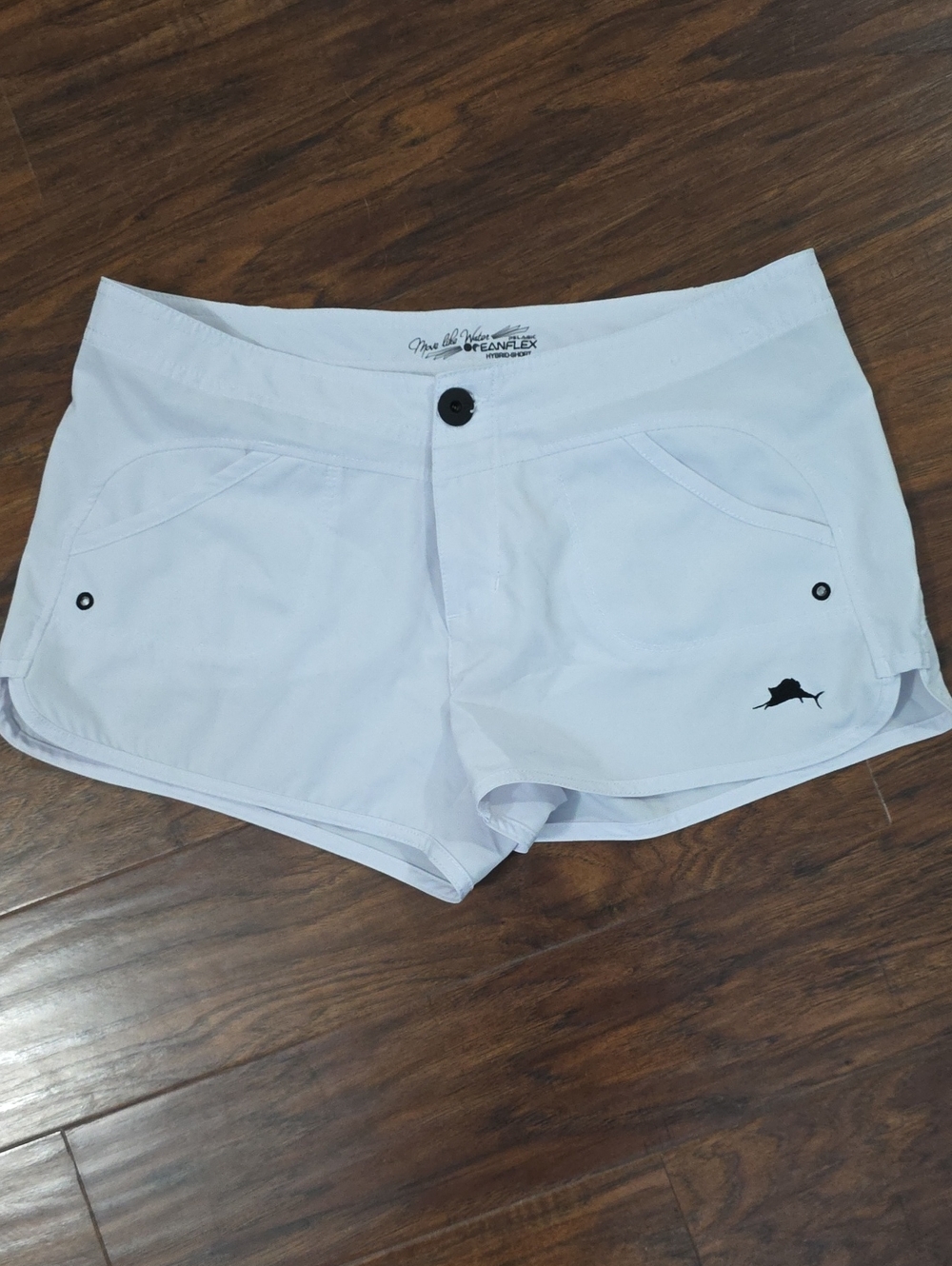 WOMENS PELAGIC WHITE OCEAN FLEX HYBRID SHORTS BEACH SURF SWIM FISH ACTIVE 4